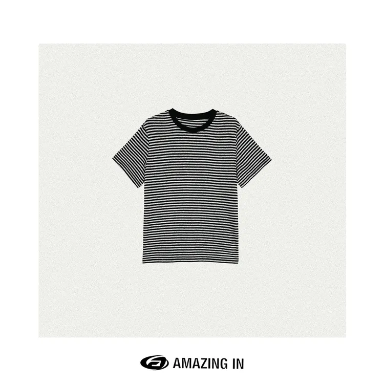 AMAZING IN | 亚麻 | 色织圆领经典条纹T恤女A250426-AI54BTE109