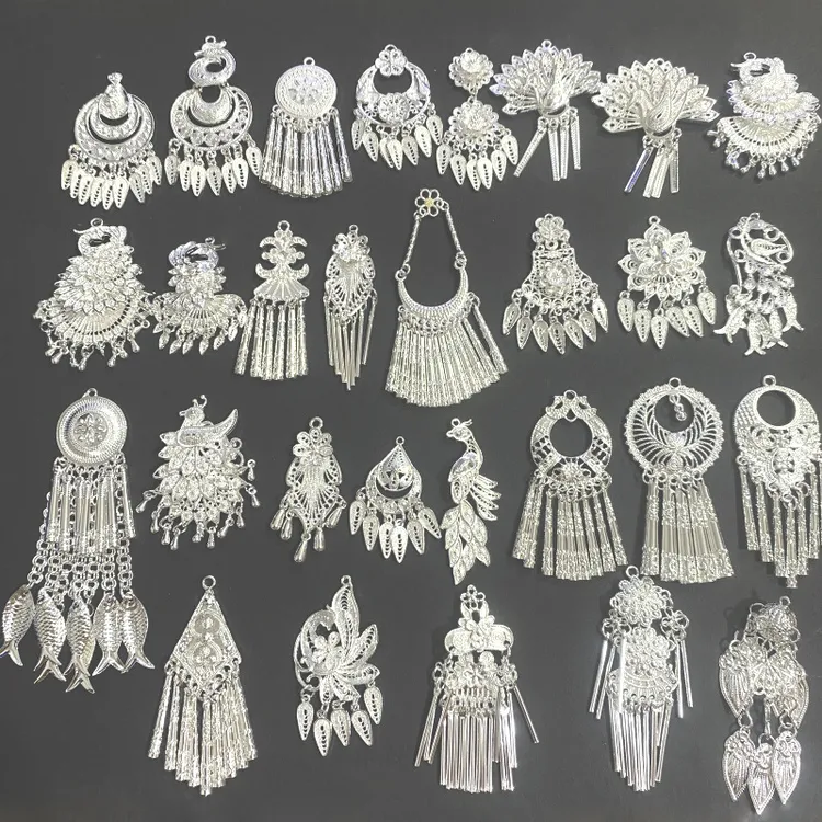 合金耳饰 民族风少数民族小众苗帽冰箱贴配件孔雀凤凰灯笼配饰品