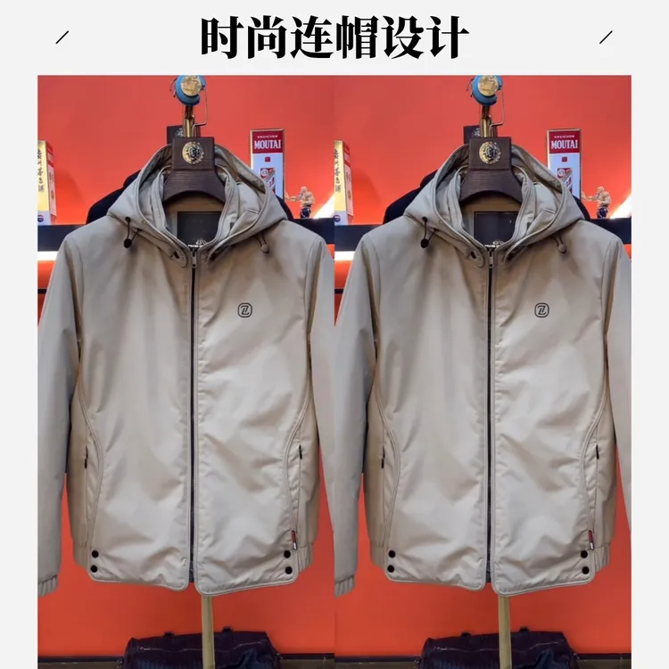 秋冬新款男士夹克冲锋衣两穿可拆卸帽子轻奢欧货加棉御寒棉服1170