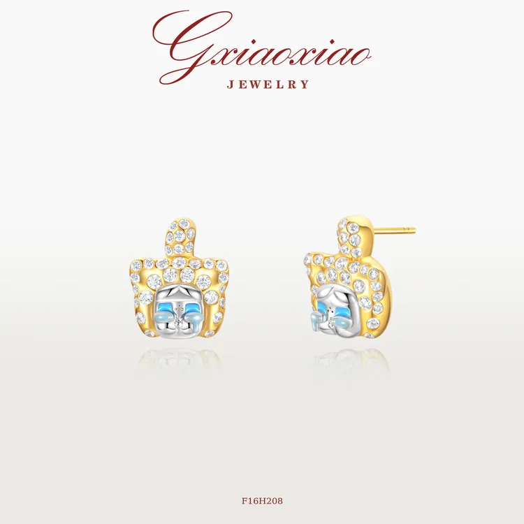 G XIAOXIAO 镀K金 时尚气质高级感精致百搭哭娃耳环 F16H208