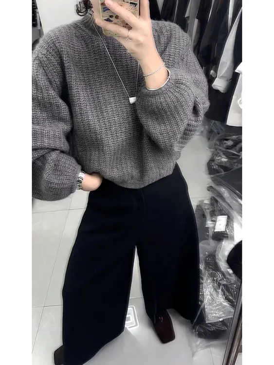 小众设计高级感轻奢超好看洋气时髦别致独特气质减龄百搭灰色上衣