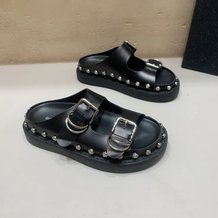 芭宝秀63-872韩版时尚厚底4公分轻奢百搭复古网红女士全皮凉拖鞋