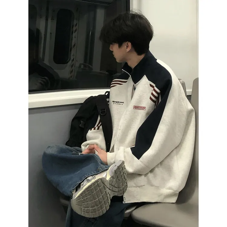 美式嘻哈潮牌个性字母开衫拉炼卫衣男款秋季休闲宽松痞帅外套上衣