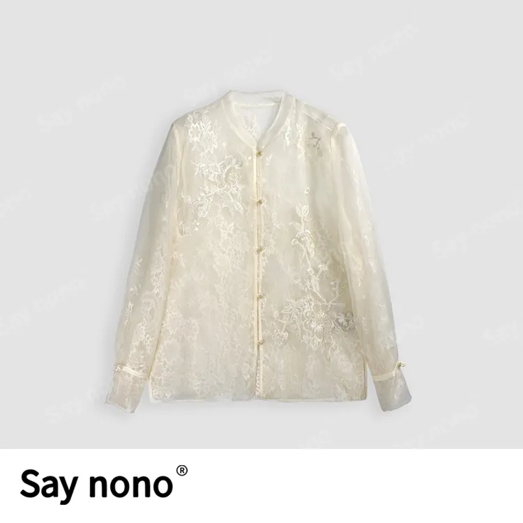 懒猫nono│Saynono早春新款气质桑蚕丝新中式盘扣上衣 WD3002