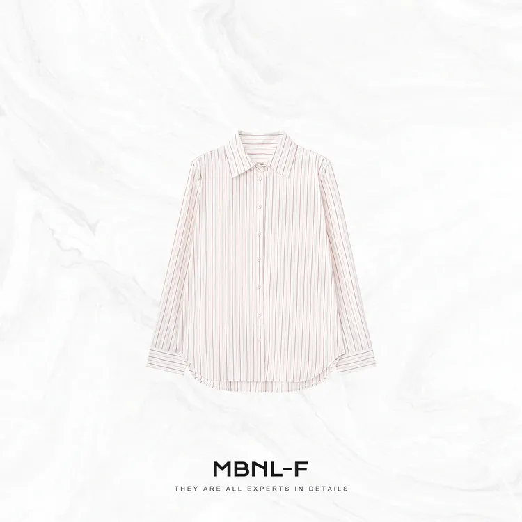 MBNL-F“ROW系条纹衫”  100%棉经典极简翻领长袖衬衫 秦磊TH-CY412
