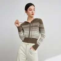 【籽言专属】MOFAN摩凡秋新款绿条纹毛针织衫MDE373116