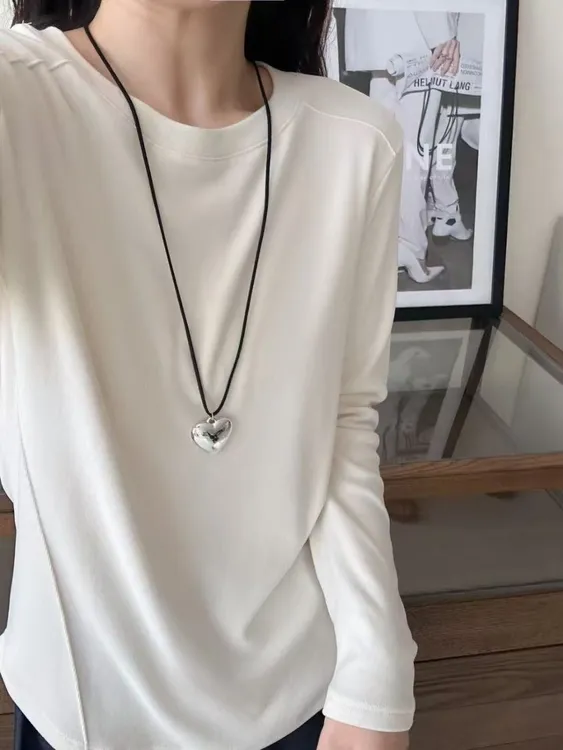 【N圆领款】女士秋冬磨毛徳绒打底衫 百搭亲肤舒适纯色简约