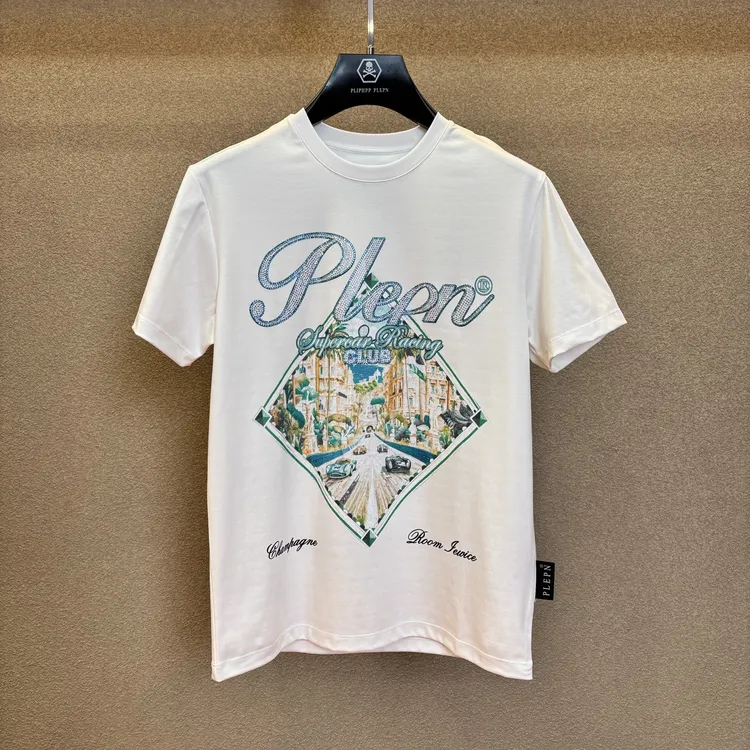 PLIPHPP PLEPN高奢夏季烫钻时尚休闲圆领男士修身半袖短袖T恤1723