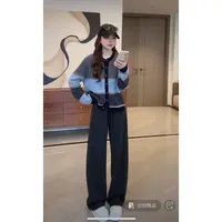 C09385时尚复古慵懒风宽松软糯圆领镂空拼色针织毛衣外套