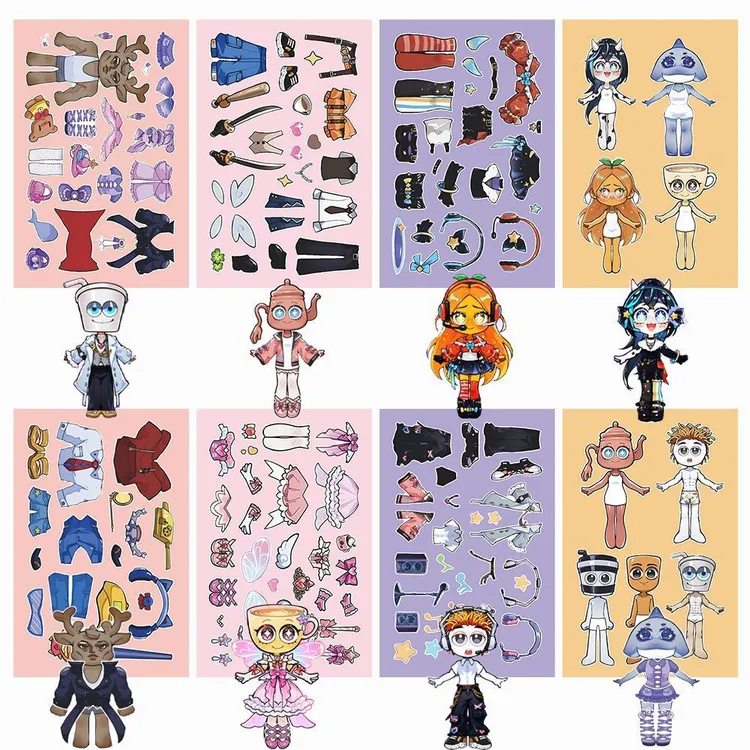 奶牛小姐VS山海经角色换装拼搭贴纸新款山海经贴纸手工DIY