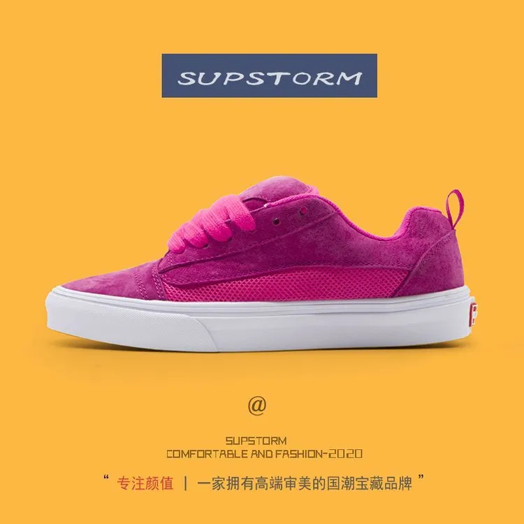 SUPSTORM面包鞋火龙果玫红色低帮女鞋美式男款板鞋大码休闲运动鞋