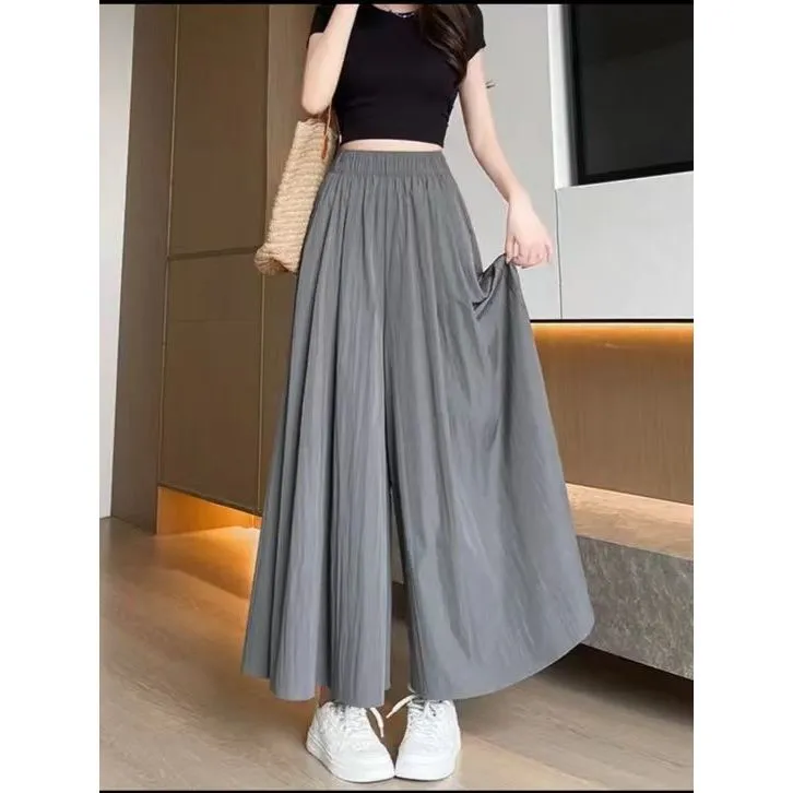 冰丝山本裙裤女夏2025新款高腰显瘦a字长裙小个子慵懒阔腿裤薄款