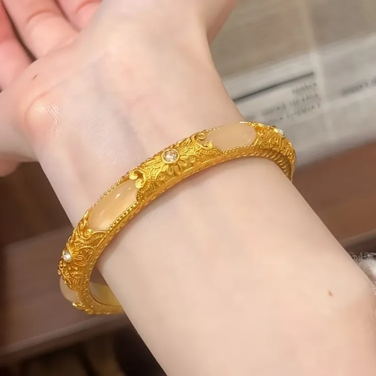 合金珐琅手镯 金粉世家花丝手镯 璀璨气质轻奢