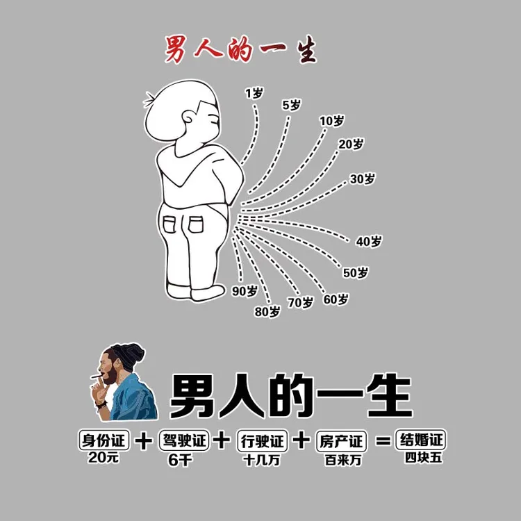 男人的一生 搞笑个性汽车贴纸