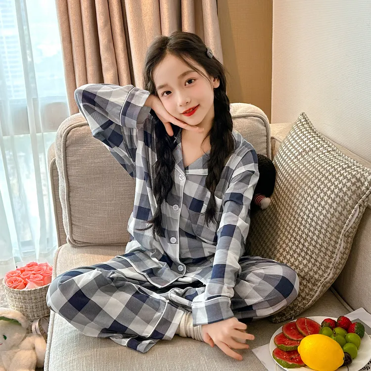 儿童睡衣女孩2025新款纯棉女童家居服春秋全棉小公主洋气大童套装