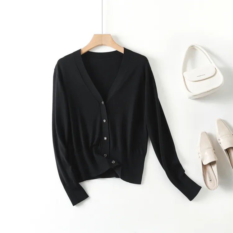 祯智服饰JL-81035莱赛尔天丝针织衫开衫 女士百搭时尚毛衣