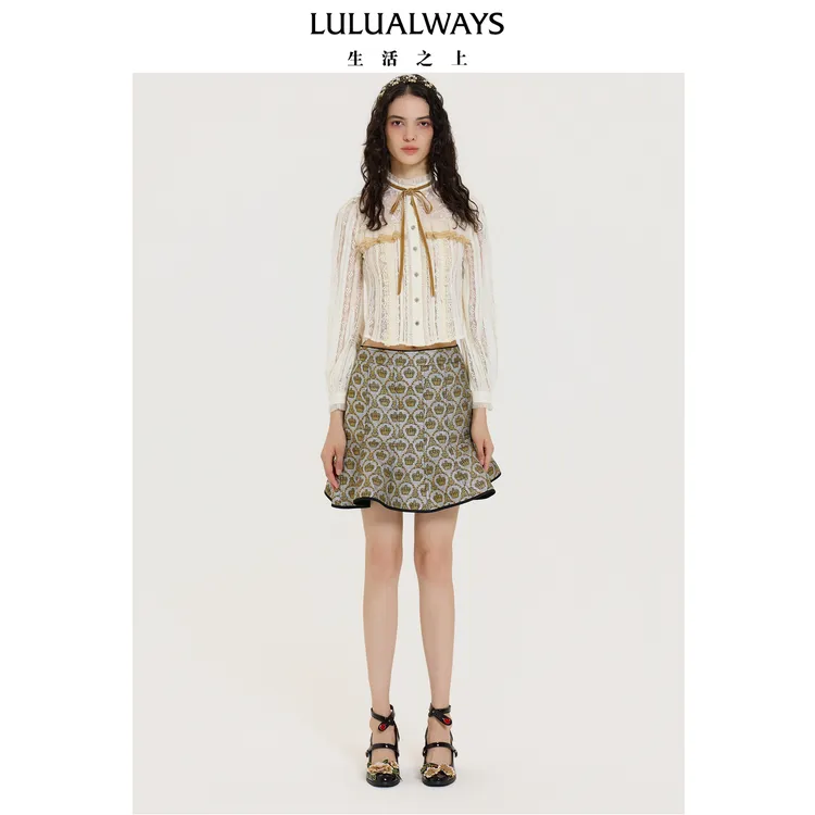 LULUALWAYS【商场同款】25秋季新款法式浪漫优雅荷叶边木耳边衬衫
