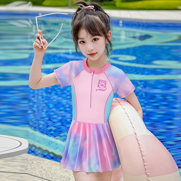 女童连体泳衣2025新款洋气大童小女孩专业训练游泳衣儿童夏季泳装