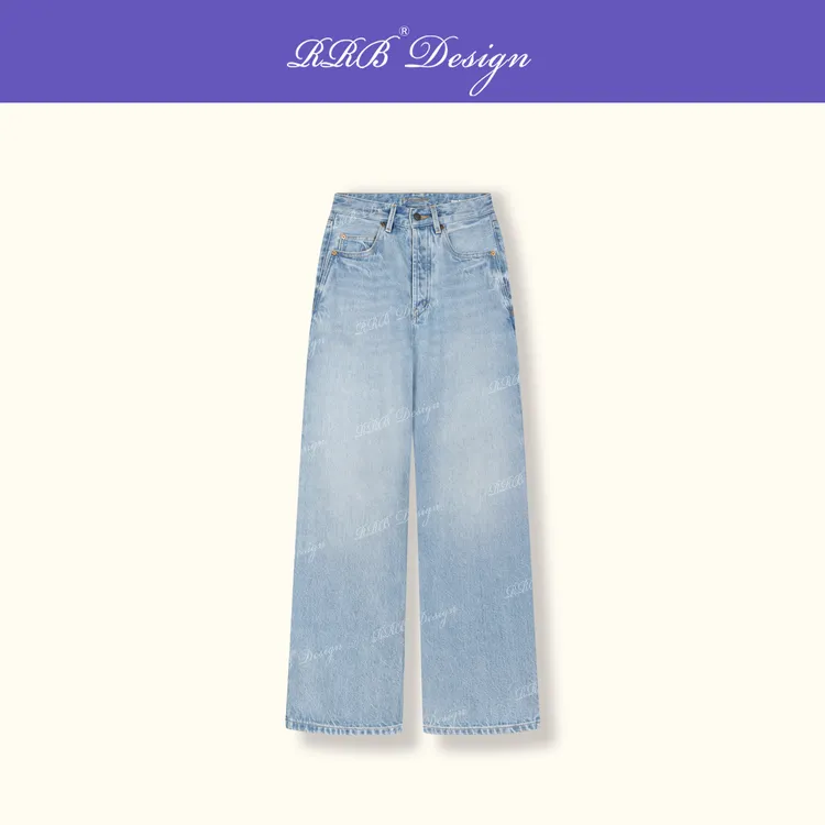 RRB Design「无界都市」磨破胶针工艺怀旧洗水宽松百搭直筒牛仔裤