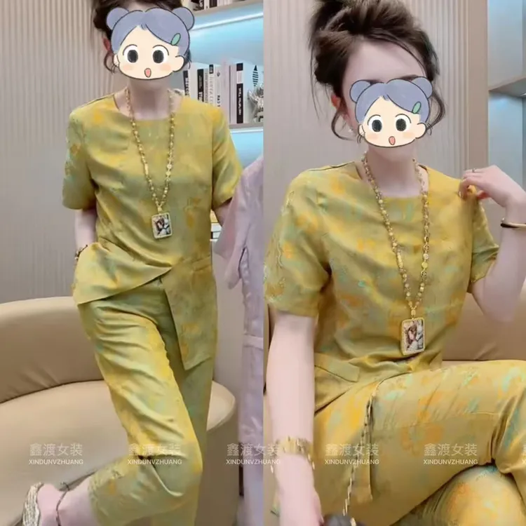 2025夏季新款时尚显瘦气质女士网红洋气两件套百搭款D9667