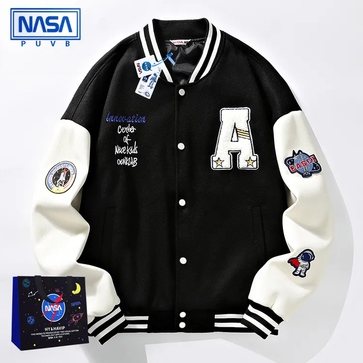 NASA联名棒球服男外套春季秋冬新款ins潮情侣休闲夹克加绒大码男