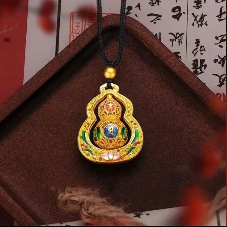 合金吊坠 合金吊坠 宫廷复古风福字镂空葫芦吊坠项链商品图