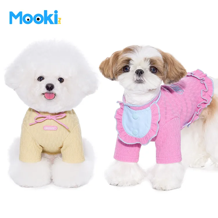 mookipet宠物狗狗2025新款衣服比熊小型犬可拆卸口水巾两件套T恤