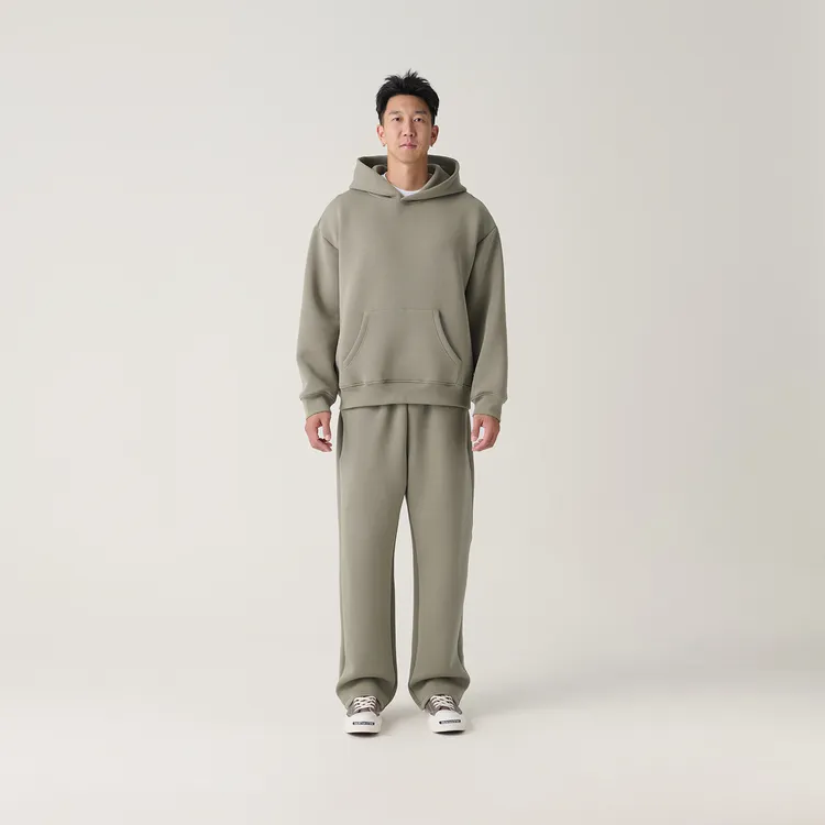 【空气层套装】SN曹岩同款重磅连帽恒温暖皮宽松cleanfit风卫衣套装
