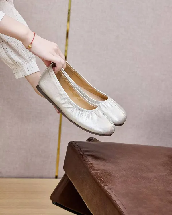 胶粘法式方头夏季粗跟时尚浅口平底单鞋豆豆鞋套筒40-43
