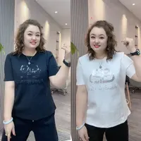 3552（丹姐家）春夏新款短袖圆领T恤亮片宽松潮牌体恤休闲百搭