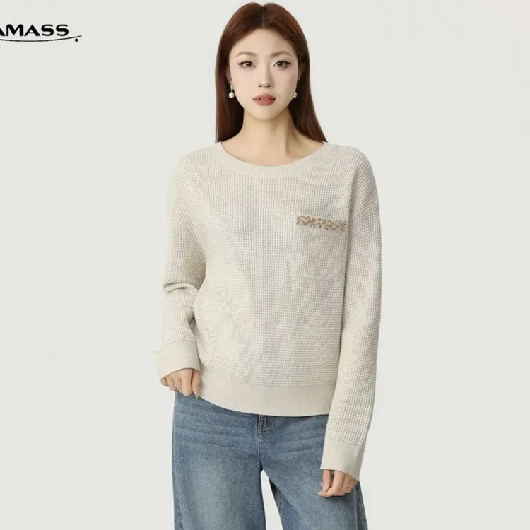 AMASS/阿玛施冬季新款潮牌松弛感亮片贵气百搭套头针织衫女538112