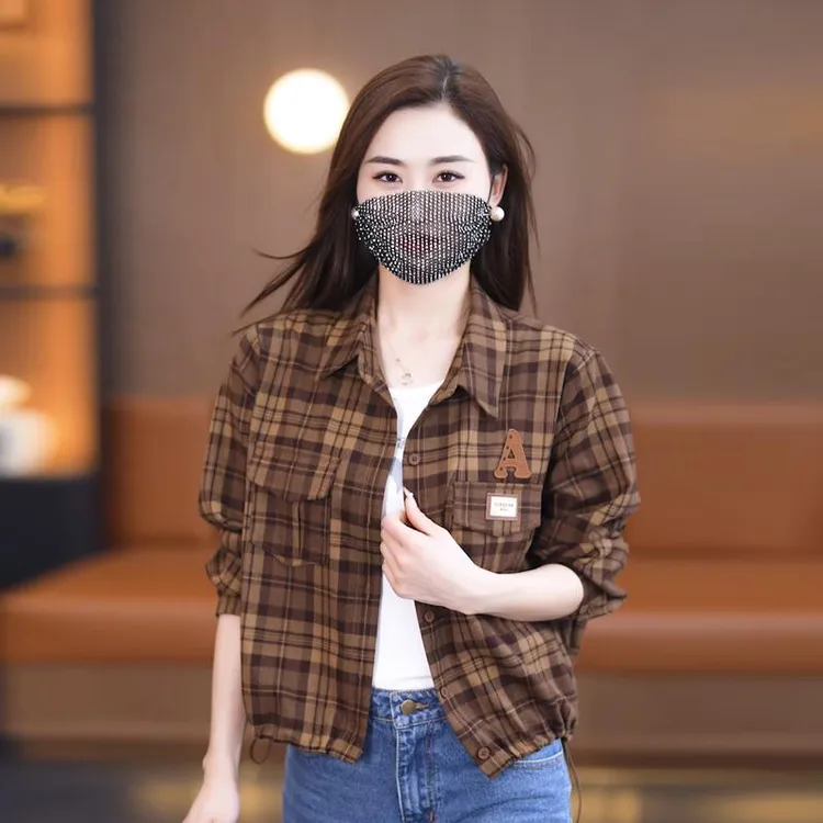 短款格子外套女春秋薄款2025新款小款外衣春季小个子时尚休闲上衣