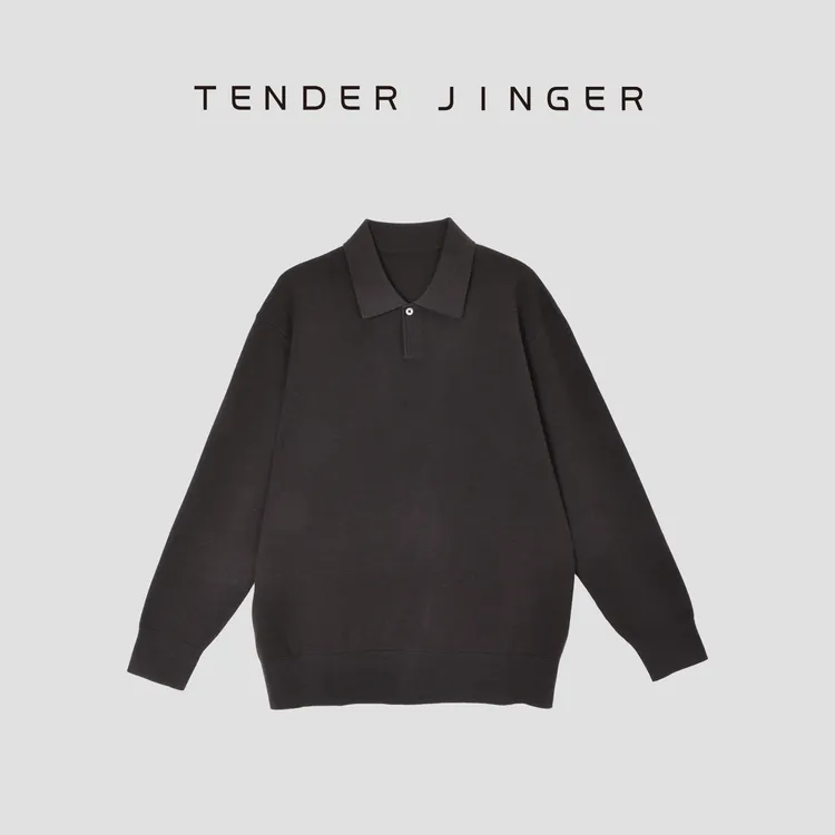 Tender Jinger｜男士 绵羊毛翻领长袖休闲针织衫POLO衫T510DWW22C