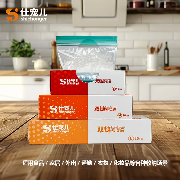加厚保鲜袋家用密封袋食品包装自封袋收纳袋盒装双筋双骨