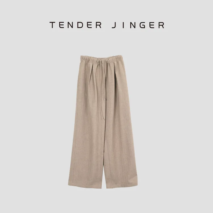 Tender Jinger【黑标】抽绳抗皱羊毛混纺休闲裤T53TG260G