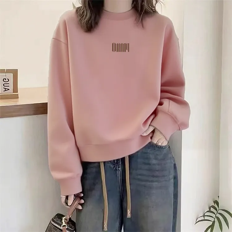 2025秋冬季新款圆领套头卫衣女韩版宽松休闲大码减龄显瘦百搭打底