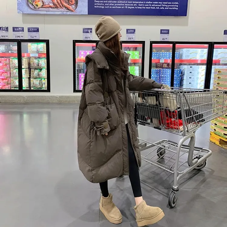 美拉德超好看长款羽绒服女冬2025新款今年流行宽松加厚白鸭绒外套
