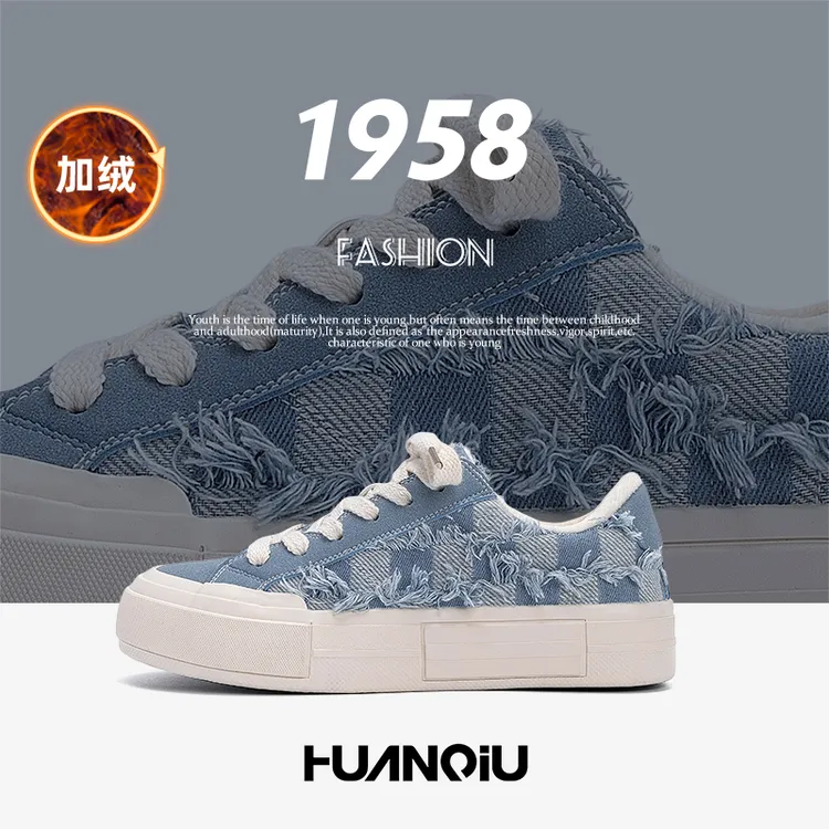 环球冬季加绒帆布鞋2025新款爆款百搭小众潮流男鞋防寒保暖大棉鞋