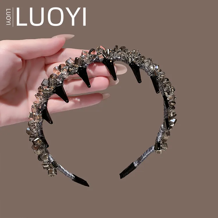 2025新款水晶发箍女高级韩国重工带齿发卡后脑勺盘发外出头箍发饰