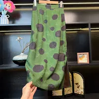 【绿波点】中式提花百搭半身裙2639