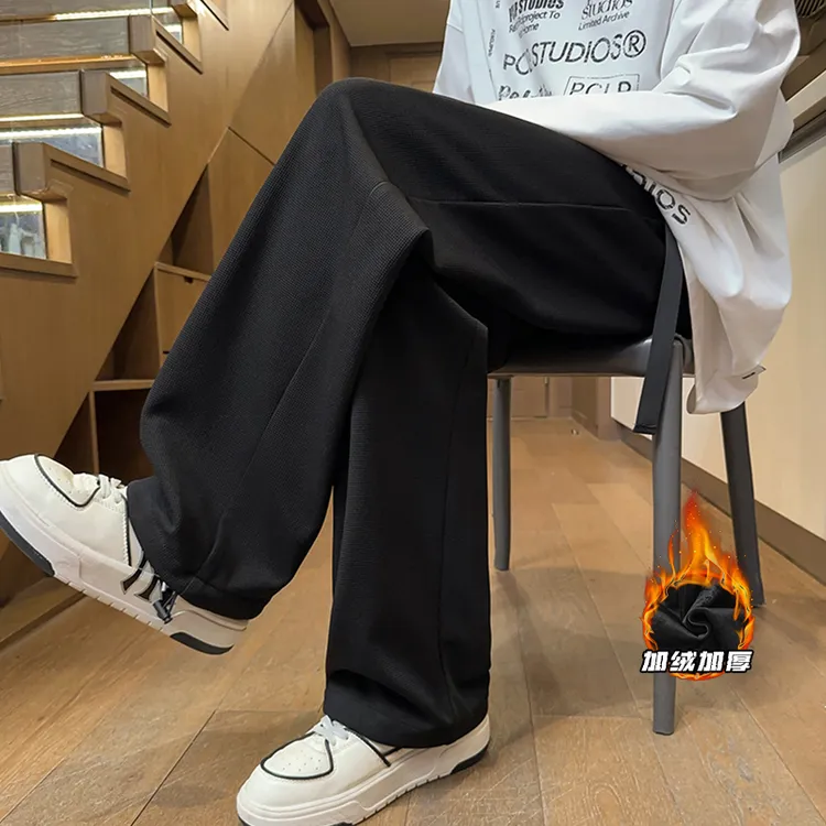 24857重磅禹创格超柔BABY绒加绒加厚配腰带男女直筒休闲裤卫裤