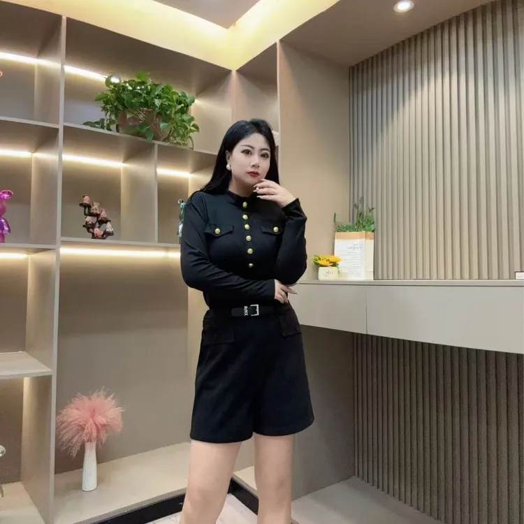 秋季小衫-甜 3488时尚潮流气质纽扣兜盖设计款胖MM大码女装新款