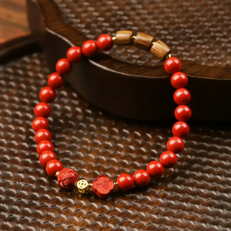 含辰砂工艺品朱砂莲花手链单圈手工手绳