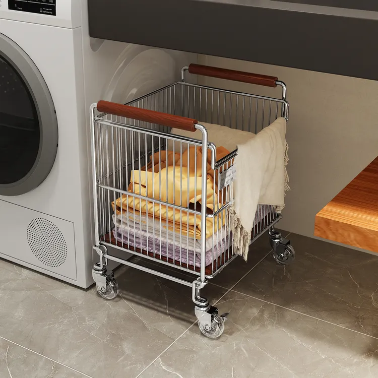 浴室柜下脏衣篮可移动脏衣篓小推车置物架中古卫生间脏衣服收纳筐