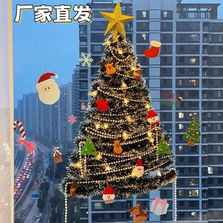 圣诞窗户装饰落地窗圣诞树手工diy全套材料包发光服装店成列装饰