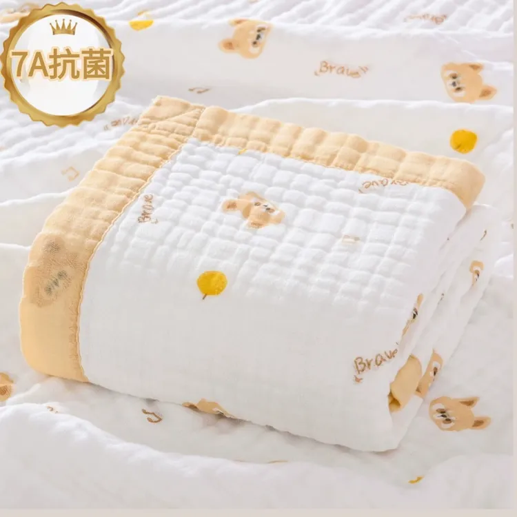 抗菌婴儿浴巾包被a类棉六层纱布卡通印花加大新生儿童浴巾裹巾