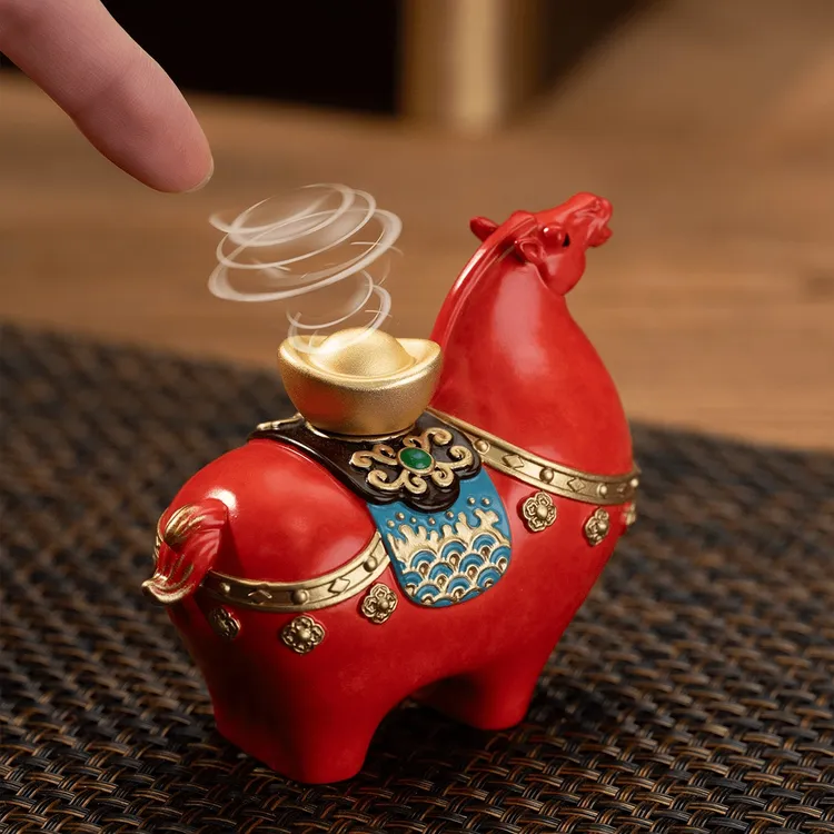 创意国潮生肖马家用可爱铜质桌面摆件工艺品中式家居装饰礼品