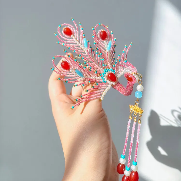 昭月原创三尾小米珠凤材料包汉服发饰旗袍头饰中国风古风手工diy