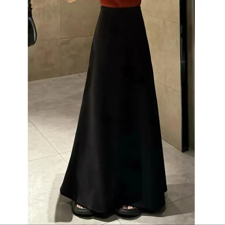 2083高腰显瘦垂感毛呢半身裙女秋冬新款大码胖mm时尚百搭a字裙子