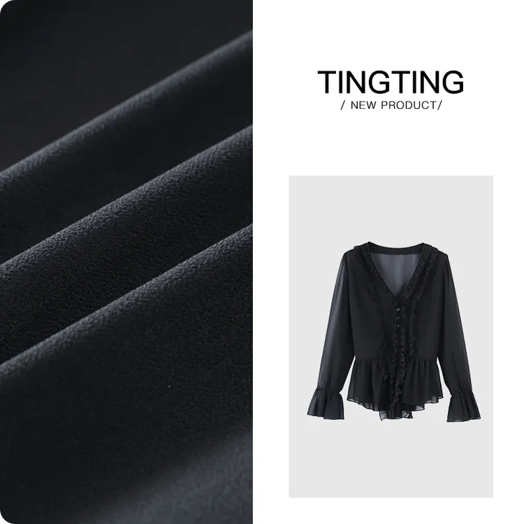 PANG TINGTING“心动轨迹”时尚复古薄款宽松开衫气质乔其纱